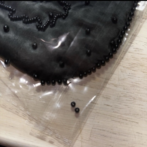 Vintage Black Satin Beaded Evening Bag Foldover Flap EUC - Picture 8 of 8